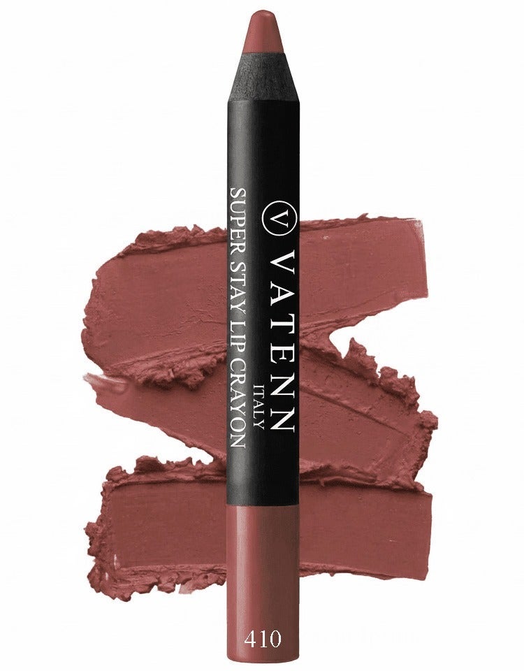VATENN ITALY Super Stay Lip Crayon 410 | 18-Hour Matte Finish | Non-Drying, Non-Sticky | Waterproof, Smudge-Proof, Budge-Proof | Sharpener Tip for Fresh Precision - Image 1